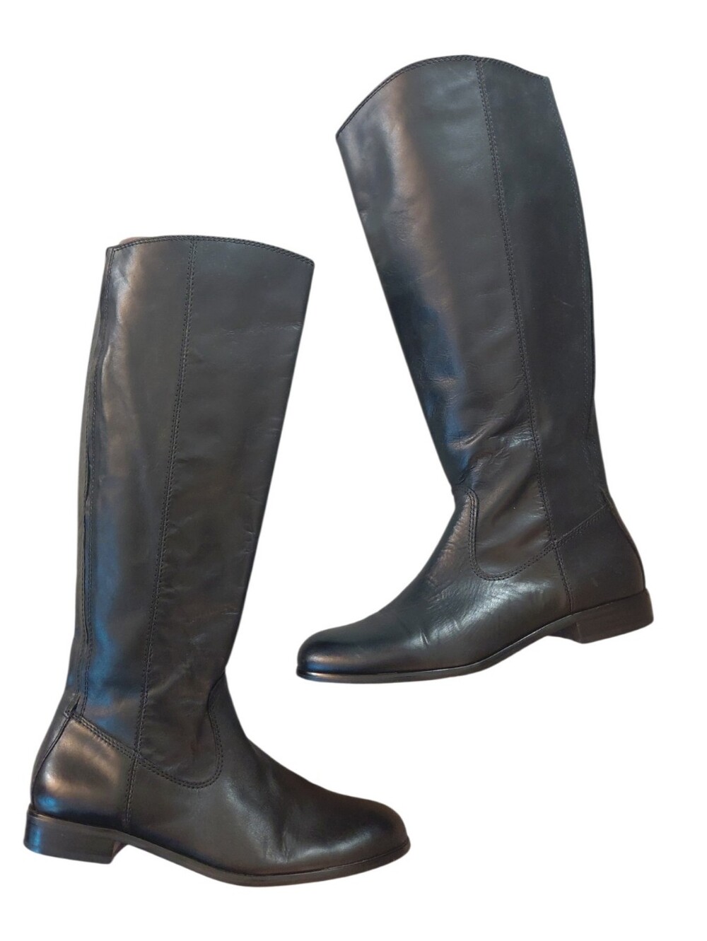 Kenneth Cole Black Knee Higg Leather Riding Boots Size 6.5